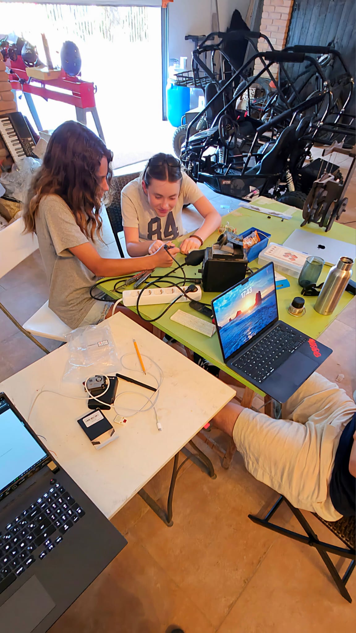 Mia and Marina working on air quality station